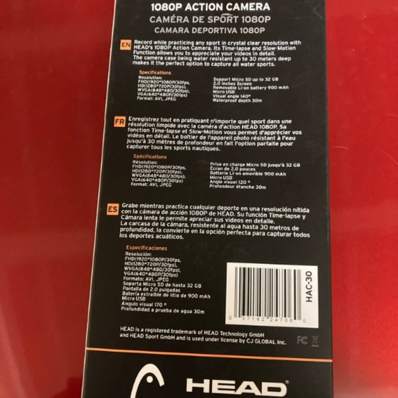 HEAD HD 1080P Action Camera - Picture 3 of 3